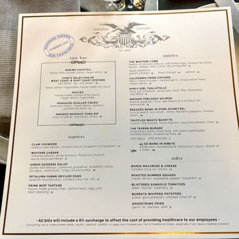 Wayfare Tavern - Summer 2025 dinner menu - American Near Me - San Francisco, California Wayfare Tavern - Summer 2025 dinner menu - American Near Me - San Francisco, California