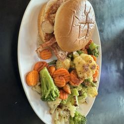 Sharky's Pub & Grub - The Elvis with a chicken patty!
