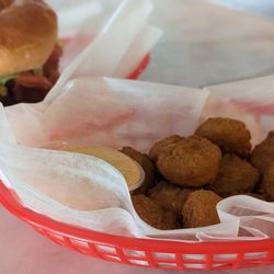 Stewart's Root Beer Drive-In - Frank Stewart burger and corn fritters