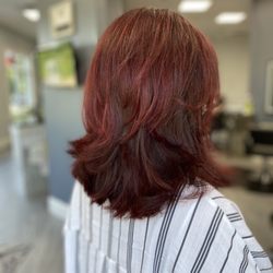 Trixies Salon - Gorgeous vibrant red dimension with great layers for movement!