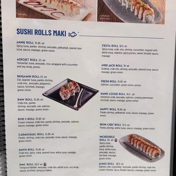 Mikuni - Menu - A menu displaying different sushi rolls, including descriptions and prices, at Mikuni in Davis, CA. - Japanese Near Me - Davis, California