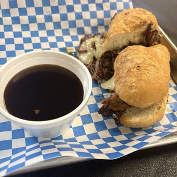 Gibson’s Full Serv - Brisket dip. Brisket sandwich with Swiss cheese and gravy dip - Barbeque Near Me - Boyle, Mississippi Gibson’s Full Serv - Brisket dip. Brisket sandwich with Swiss cheese and gravy dip - Barbeque Near Me - Boyle, Mississippi