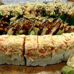 Bottom is yum yum roll, middle is grenade roll, and top is rainbow crunch