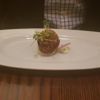 Indian Accent - beet and peanut butter tikki, goat cheese raita - Indian Near Me - New York, New York
