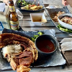 El Cayo - Kam Kam Pork chop and a seafood dish