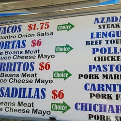Tacos El Primo Food Truck - Menu