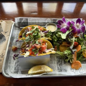 Lulu's Waikiki - Yummy mahi mahi tacos w/ side salad - Burgers Near Me - Honolulu, Hawaii Lulu's Waikiki - Yummy mahi mahi tacos w/ side salad - Burgers Near Me - Honolulu, Hawaii