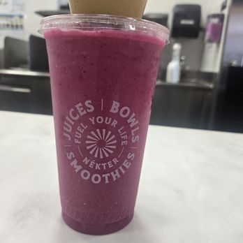 Nekter Juice Bar - Pink Flamingo with apple juice substitute and a ginger shot - Juice Bars & Smoothies Near Me - Victorville, California
