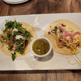 Carlita's - Eugene - Blackened salmon taco and mole taco - Mexican Near Me - Eugene, Oregon