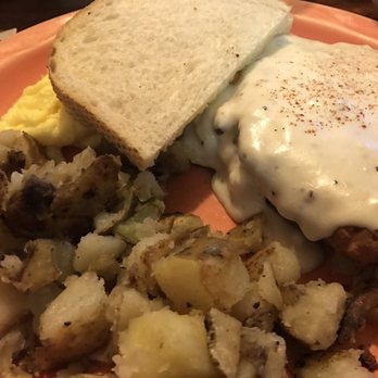 The Big Blue Cafe - chicken fried steak is good! comes with fluffy eggs, toast and potatoes! - Breakfast & Brunch Near Me - Arcata, California The Big Blue Cafe - chicken fried steak is good! comes with fluffy eggs, toast and potatoes! - Breakfast & Brunch Near Me - Arcata, California