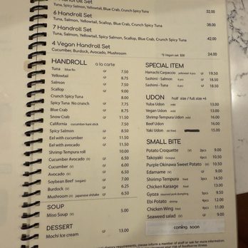 Handroll Bar Rolling - Menu - Japanese Near Me - New York, New York