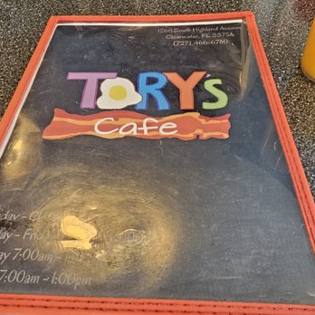 Tory's Cafe - a menu on a table - American Near Me - Clearwater, Florida
