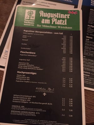 Menu photo 7 Augustiner am Platzl Munich, BY