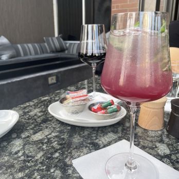 1933 Lounge - Wine & Blue basil mocktail - Steakhouses Near Me - Fishers, Indiana