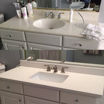 Builder Supply Outlet - Before (top) and after (bottom) quartz top from Builder Supply Outlet. - Kitchen & Bath Near Me - Broadview, Illinois