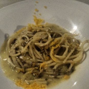 Butterfly - Abruzzo spaghetto with anchovies, Normandy butter, black truffle, and smoked egg. - Modern European Near Me - Capannori, LU