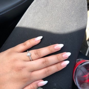 Glamour Nail Spa - pink & white ombré full set almond shape - Nail Salons Near Me - Renton, Washington Glamour Nail Spa - pink & white ombré full set almond shape - Nail Salons Near Me - Renton, Washington