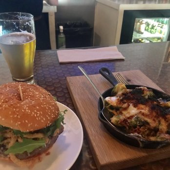 Harvest Bar + Kitchen - The Harvest Burger and Brussels Sprouts! - Pizza Near Me - Columbus, Ohio