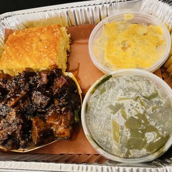 The Smoke Pit - Large Burnt Ends Plate* with Cornbread, cheesy potatoes & green beans - Barbeque Near Me - Gastonia, North Carolina The Smoke Pit - Large Burnt Ends Plate* with Cornbread, cheesy potatoes & green beans - Barbeque Near Me - Gastonia, North Carolina