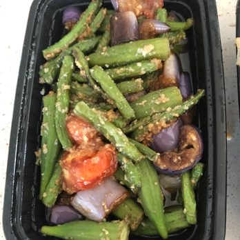 Banana Leaf - Sambal okra, eggplant and green beans (vegan) - Malaysian Near Me - Vancouver, British Columbia Banana Leaf - Sambal okra, eggplant and green beans (vegan) - Malaysian Near Me - Vancouver, British Columbia