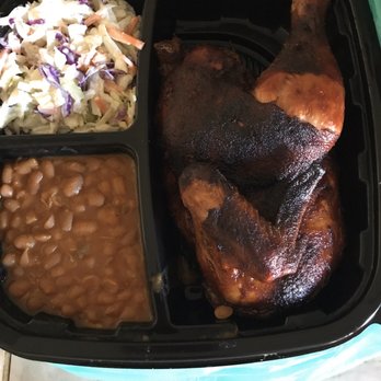 Papa's Bar-B-Que & Seafood - 1/2 smoked bar b que chicken with baked beans and Cole slaw,$11.49 - Barbeque Near Me - Savannah, Georgia