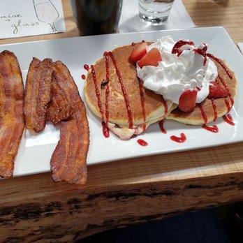 Crabtree Kitchen + Bar - Strawberry pancakes, so much potential  but slightly charred on the bottom :( - Steakhouses Near Me - Poulsbo, Washington