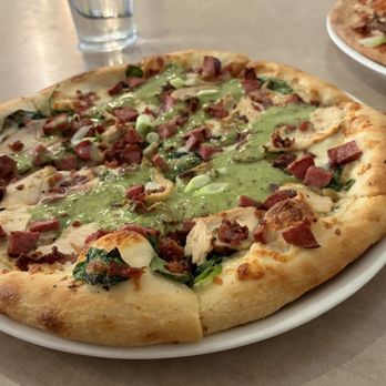 Spenard Roadhouse - Chicken Bacon Pesto Ranch Pizza - New American Near Me - Anchorage, Alaska Spenard Roadhouse - Chicken Bacon Pesto Ranch Pizza - New American Near Me - Anchorage, Alaska