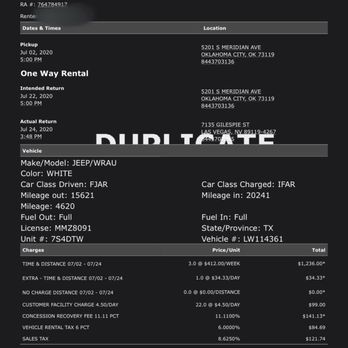 Alamo Rent A Car - 2nd Invoice charged AGAIN for 7/2-7/22 at higher rate, then the additional two days. - Car Rental Near Me - Oklahoma City, Oklahoma