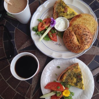 Quiche and everything bagel with the herbed cream cheese spread. Yummmm.