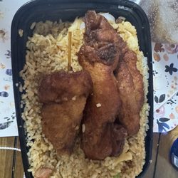 No1 China - Teriyaki Chicken sticks with fried rice. Not good.