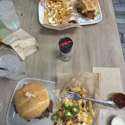 I got the Steakhouse with FBR fries & my friend got the Bacon Bomber with the Frytato fries I got the Steakhouse with FBR fries & my friend got the Bacon Bomber with the Frytato fries