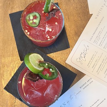 Written By The Seasons - Spicy Hibiscus Marg - New American Near Me - Dallas, Texas Written By The Seasons - Spicy Hibiscus Marg - New American Near Me - Dallas, Texas