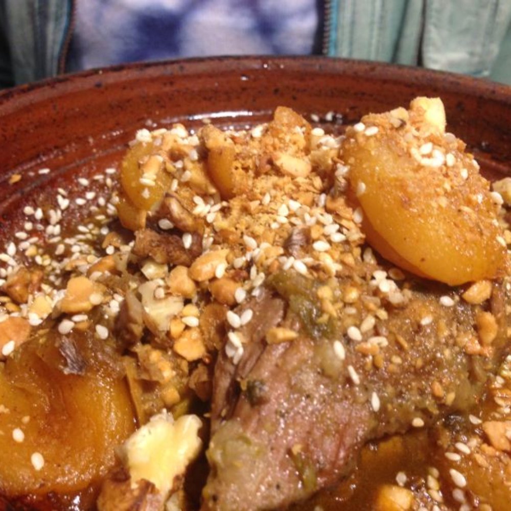 Dada Restaurant - Lamb tagine with apricots, walnuts, almonds and cinnamon. - Moroccan Near Me - Dublin, D