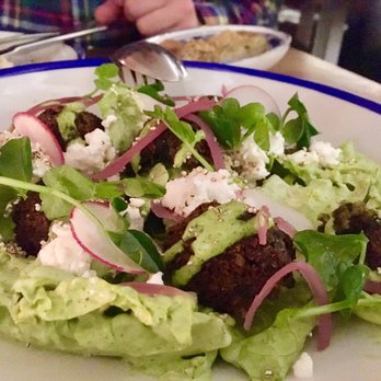 Byblos - Falafel salad with goat cheese and labneh dressing - Mediterranean Near Me - Toronto, Ontario Byblos - Falafel salad with goat cheese and labneh dressing - Mediterranean Near Me - Toronto, Ontario