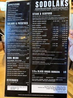 Menu photo 2 Sodolaks Beefmasters Restaurant Bryan, TX