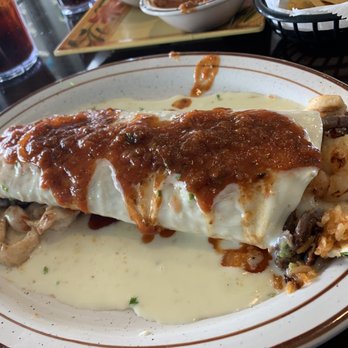 Charros Mexican Restaurant - El Charro Burrito- Shrimp steak and chicken. - Mexican Near Me - Concord, North Carolina