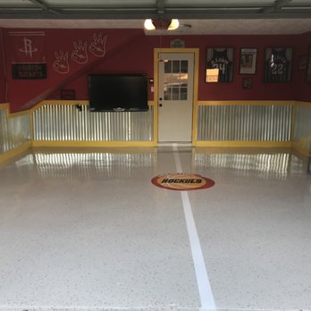 Coat My Slab Epoxy - Rockets themed epoxy floor to finish rockets theme garage! Go Rockets! - Flooring Near Me Coat My Slab Epoxy - Rockets themed epoxy floor to finish rockets theme garage! Go Rockets! - Flooring Near Me