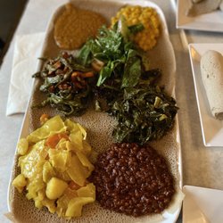 Makeda Ethiopian Restaurant - Veggie Combo, I loved everything on this dish. It's family style and has a little spice.
