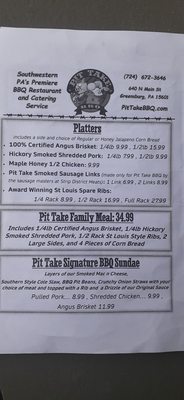 Menu photo 3 Pit Take BBQ Greensburg, PA