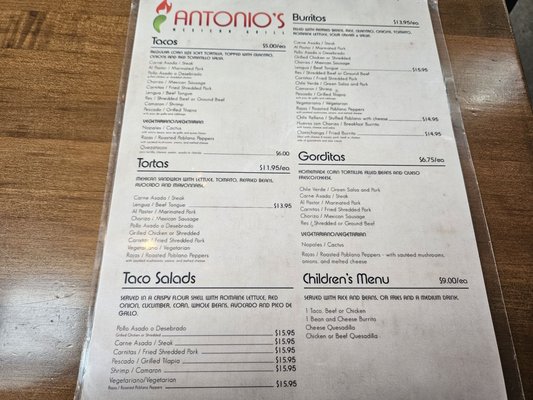 Menu photo 1 Antonio's Mexican Grill Reno, NV