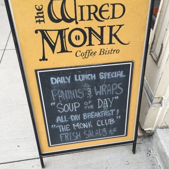 The Wired Monk Coffee Bistro - Menu board outside - Coffee & Tea Near Me - Halifax, Nova Scotia The Wired Monk Coffee Bistro - Menu board outside - Coffee & Tea Near Me - Halifax, Nova Scotia