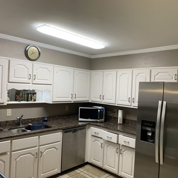 Custom House Painting - all walls painted in kitchen a gray and all cabinets and doors painted white - Painters Near Me - Tucker, Georgia