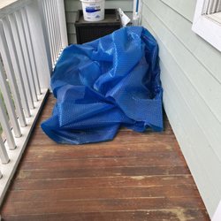 Sweetgrass Properties - Pool cover was in the corner of the deck with mildew and had a terrible terrible smell. Also pool supplies sitting out in our space.