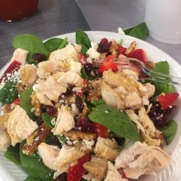 Strawberry chicken spinach salad