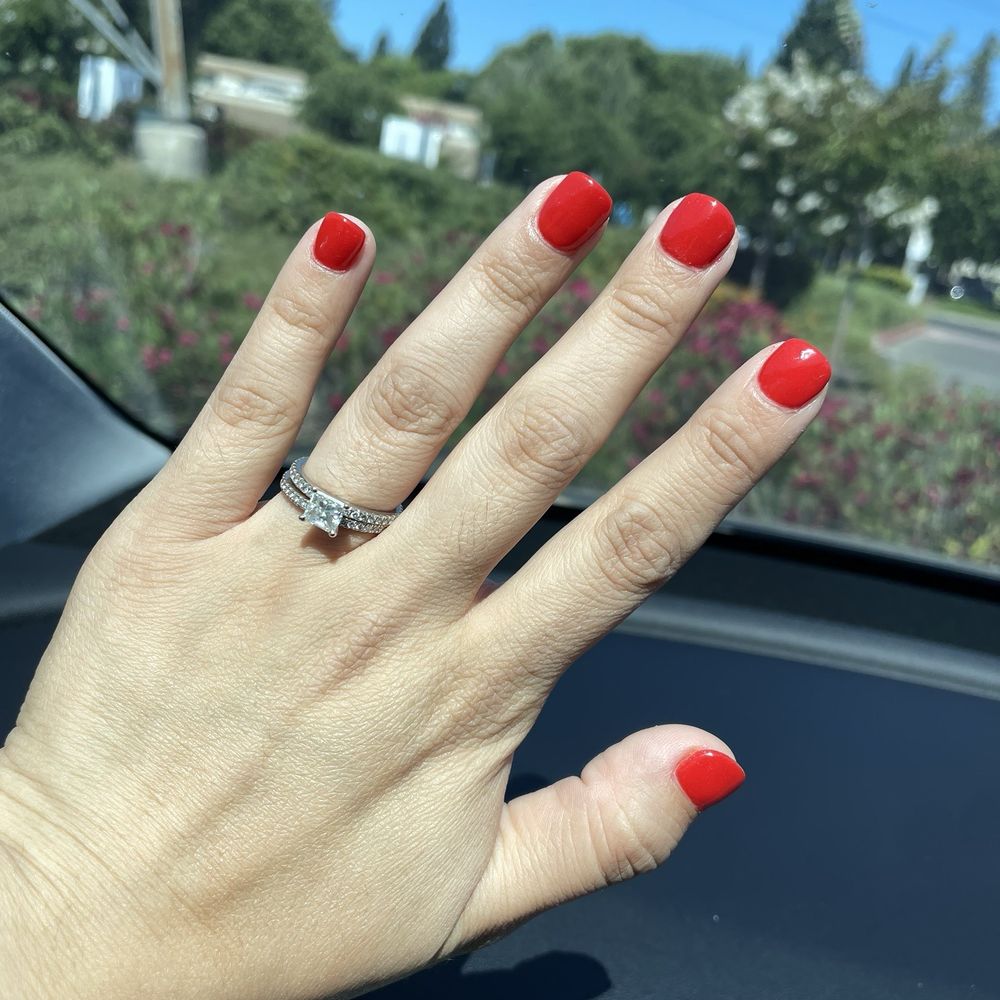 KB Nails - Red dip powder on natural nail - Nail Salons Near Me - Sacramento, California KB Nails - Red dip powder on natural nail - Nail Salons Near Me - Sacramento, California