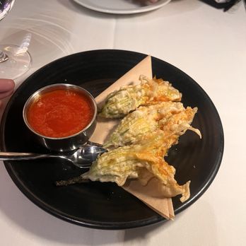 Crossroads Kitchen - Pear Stuffed Zucchini Blossoms (GF)blossom - Vegan Near Me - Las Vegas, Nevada Crossroads Kitchen - Pear Stuffed Zucchini Blossoms (GF)blossom - Vegan Near Me - Las Vegas, Nevada