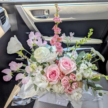 Bloom In Box - Today's version of their Creamy Pink Vanilla arrangement. Ordered same day and knew there will be some floral substitutions; so pretty! - Florists Near Me - La Palma, California