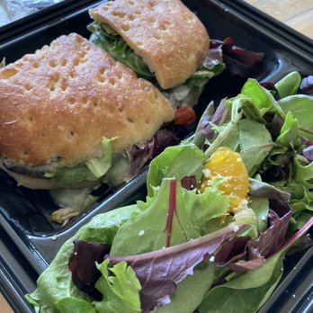 Urbane Cafe - Bella Portobello mushroom sandwich w/ side salad (not pictured: balsamic vinaigrette to go with the salad) - Salad Near Me - Northridge, California