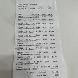 Dream World Gift Shop - Receipt