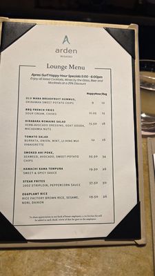 Menu photo 7 Arden Waikiki Honolulu, HI